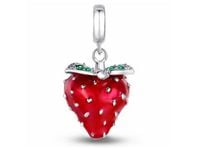 SREBRNY KORALIK CHARMS BEADS TRUSKAWKA STRAWBERRY