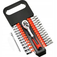 2X Zestaw nasadek i bitów 1/4" 28 elementów grzechotka z uchwytem WMC TOOLS