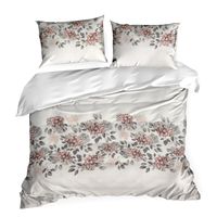Pościel z satyny z nadrukiem 220X200 70X80X2 NIKA43 kremowa kwiaty