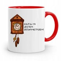 Kubek Czerwony Zegarmistrza Zaufaj Mi! Prezent Z Nadrukiem Ze Zdjęciem