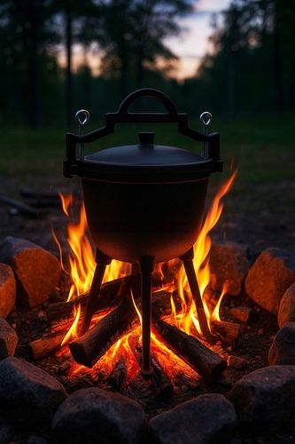 KOCIOŁEK ŻELIWNY 8L WISZĄCY GARNEK MYŚLIWSKI DO PIECZONEK OGNISKO IRON na Arena.pl