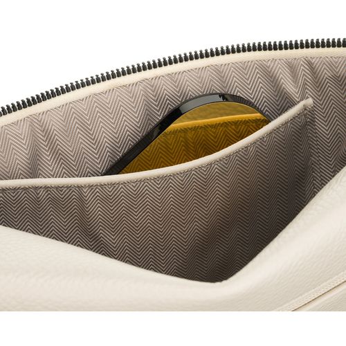 jasnobeżowa nerka damska ze skóry ekologicznej zamykana suwakiem - peterson na Arena.pl