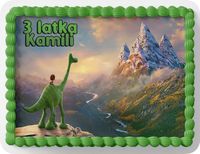 PROSTOKĄTNY OPŁATEK NA TORT A4 20x29CM - DINO DINOZAURY + IMIĘ