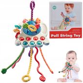 ZABAWKA SENSORYCZNA EDUKACYJNA SZNURKI GRYZAK GRZECHOTKA ZABAWKI DLA