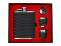 Zestaw Skórzana Piersiówka ok. 240 ml + 2 Kieliszki + Lejek na Prezent