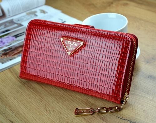 PORTFEL DAMSKI PODWÓJNY Czerwony Organizer Duży stylowy na Arena.pl