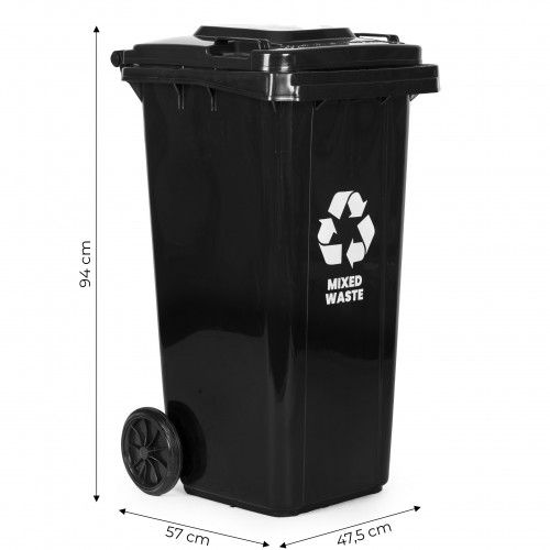 KOSZ NA ŚMIECI 120L HDPE GUMOWE KOŁA CZARNY na Arena.pl