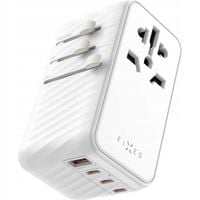 Ladowarka FIXED Voyager World Adapter 3xUSB-C/1xUSB GaN 120W bialy