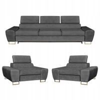 Zestaw mebli wypoczynkowych salonu Bosso Sofa 3os fotele szare Family Meble