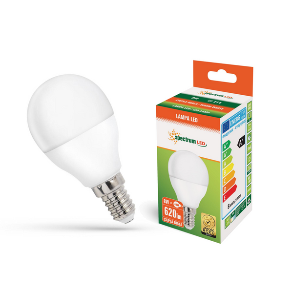 Żarówka LED kulka E14 230V 8W ciepła WW WOJ14215 SPECTRUM zdjęcie 1