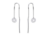 Delikatne przewlekane rodowane srebrne wiszące kolczyki gwiazdki gwiazdy stars srebro 925 ALMS017RH