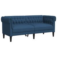 Sofa Chesterfield, dwuosobowa, niebieska, obita tkaniną