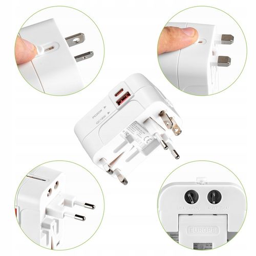 PRZEJŚCIÓWKA ADAPTER GNIAZDKA PODRÓŻNY UK USA EU CAŁY ŚWIAT ŁADOWARKA na Arena.pl