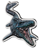 Niue: Jurassic World - Mosasaurus kolorowany 2 uncje Srebra 2022 Antiqued Coin