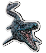 Niue: Jurassic World - Mosasaurus kolorowany 2 uncje Srebra 2022 Antiqued Coin