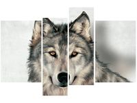 130CM 85 OBRAZ 4 ELEM SZARY WILK ŚCIENNY