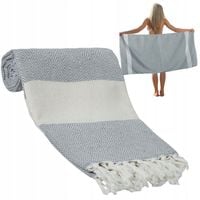 1x Ręcznik bawełniany 90x170 plażowy duży do sauny narzuta ELMAS szary