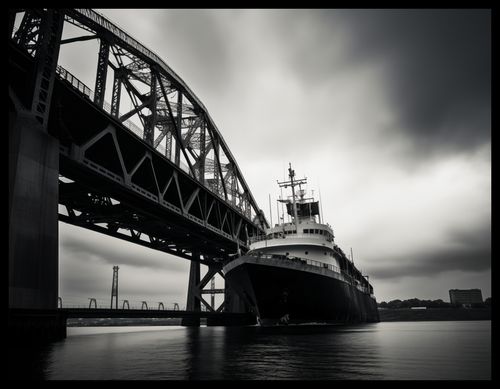 Plakat 65x50cm Statek przy Moście na Arena.pl