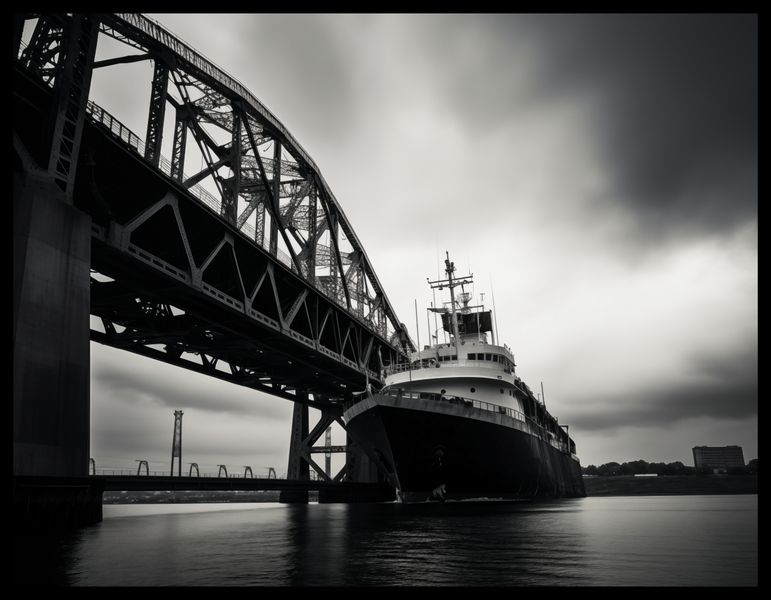 Plakat 65x50cm Statek przy Moście zdjęcie 2