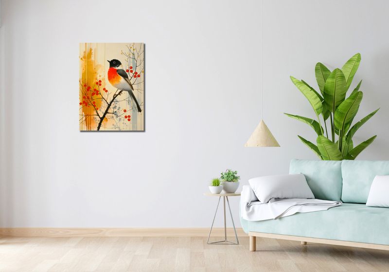 Obraz 50x70cm Jesienny Rudzik zdjęcie 2