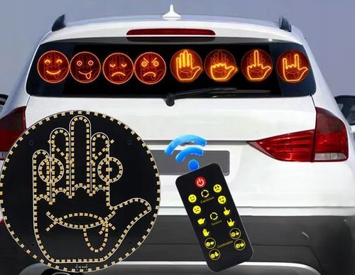 SYGNALIZATOR GESTÓW LED DO SAMOCHODU 8 GESTÓW ŚRODKOWY PALEC ! EMOTKI PILOT na Arena.pl