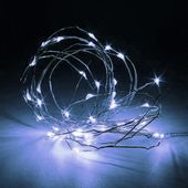 LAMPKI LED NA DRUCIKU 20 DIOD BIAŁE ZIMNE baterie ŚWIATEŁKA + baterie