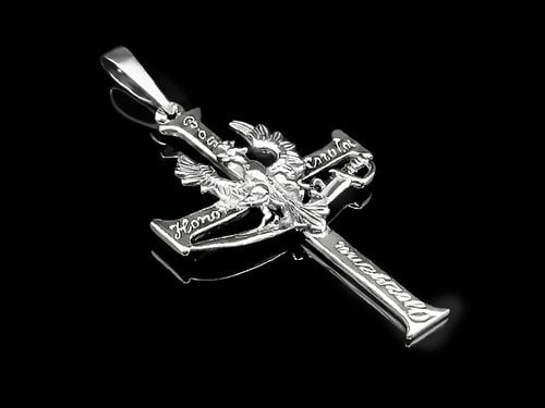 MĘSKI KRZYŻYK SREBRNY PATRIOTYCZNY BÓG HONOR OJCZYZNA SREBRO 925 OKSYDOWANE na Arena.pl