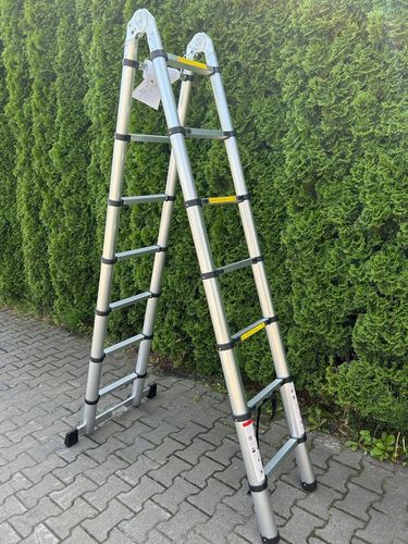 DRABINA ALUMINIOWA TELESKOPOWA PRZEGUBOWA 4.4 M (2 x 220 cm ) 2 x 7 STOPNI na Arena.pl