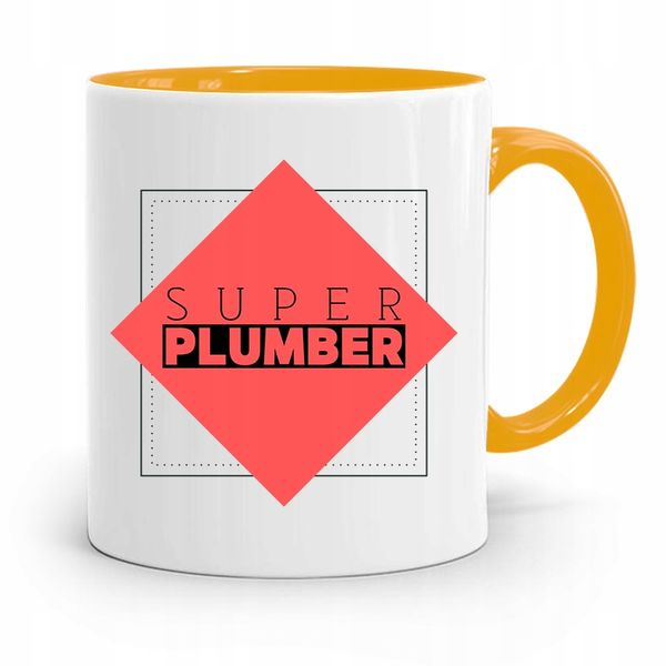 Kubek Żółty Prezent Dla Hydraulika Super Plumber Z Nadrukiem Ze Zdjęciem zdjęcie 1