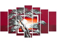 80CM 140CM OBRAZ 7 ELEM KARMAZYNOWY ZACHÓD SŁOŃCA ŚCIENNY