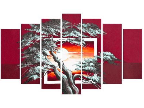 80CM 140CM OBRAZ 7 ELEM KARMAZYNOWY ZACHÓD SŁOŃCA ŚCIENNY na Arena.pl