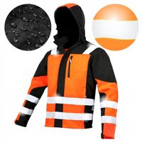 Kurtka robocza męska SOFTSHELL ODBLASKOWA Wodoodporna ostrzegawcza kaptur