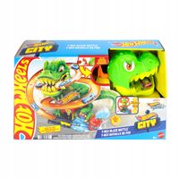 HOT WHEELS CITY ZESTAW TORÓW ZAKRĘCONY TOR REMIZA T-REXA + AUTKO JBM73