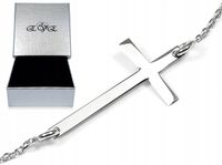ŁAŃCUSZEK NASZYJNIK CELEBRYTKA KRZYŻYK ZE SREBRA PRÓBY 925 RODOWANEGO