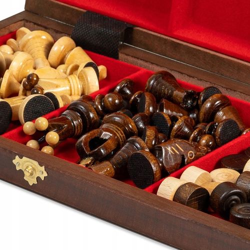 Szachy Drewniane wykonane z Mahoniu i Jawora + WARCABY GRATIS na Arena.pl