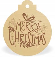 DREWNIANA BOMBKA Z napisem MERRY CHRISTMAS na choinkę mikołajki GRAWER