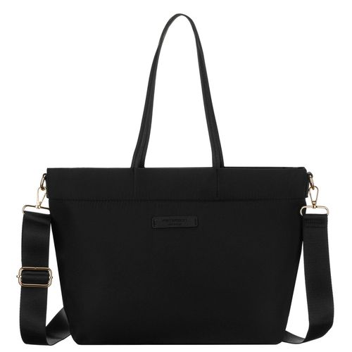 czarna, duża shopperka damska z nylonu, mieszcząca format a4 i zamykana na Arena.pl