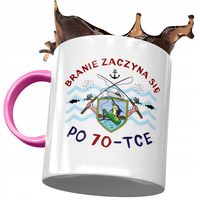 Kubek Różowy Na Urodziny 70 70Te 70-Te Prezent Z Nadrukiem Ze Zdjęciem