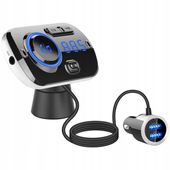 SOLIDNY TRANSMITER SAMOCHODOWY FM BLUETOOTH AUX