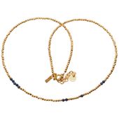 Naszyjnik urodzeniowy wrzesień - szafir, złoty hematyt i srebro złocone