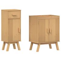 Zestaw Mebli Łazienkowych 2 pcs Brązowy 114 x 43 x 73.5 cm