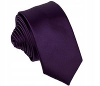 GREG SLIM FIT Wąski 6cm Śledź Żakardowy Krawat Męski Gładki Fioletowy gs37