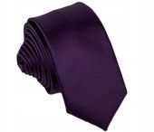 GREG SLIM FIT Wąski 6cm Śledź Żakardowy Krawat Męski Gładki Fioletowy
