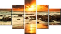 75CM 120 OBRAZ 5 ELEM WSCHÓD SŁOŃCA WZBURZONYM OCEANEM ŚCIENNY DRUK