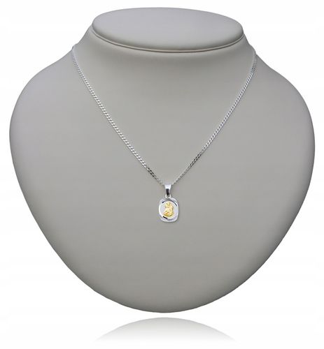 ŁAŃCUSZEK SREBRNY MEDALIK KOMUNIJNY MATKA BOSKA DO KOMUNII NA CHRZEST 50 cm na Arena.pl