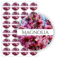 ETYKIETY nalepki naklejki samoprzylepne kolorowe MAGNOLIA mydła olejki 5cm