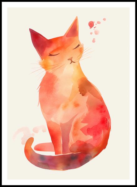 Plakat 67,5x95cm Akwarelowy Kot zdjęcie 3