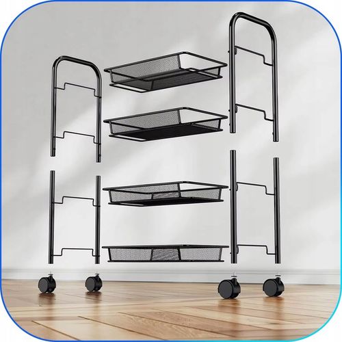 MOBILNY REGAŁ KUCHENNY ŁAZIENKOWY STOLIK NA KÓŁKACH METALOWY WÓZEK 4 na Arena.pl