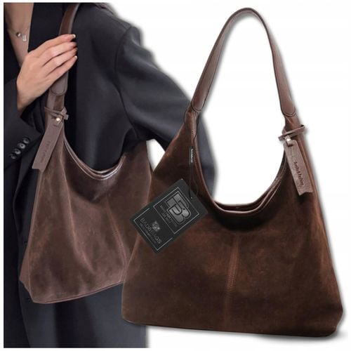 Torebka Damska Zamszowa BAD&BAGS Na Ramię Torba Pojemna Brązowa Elegancka na Arena.pl