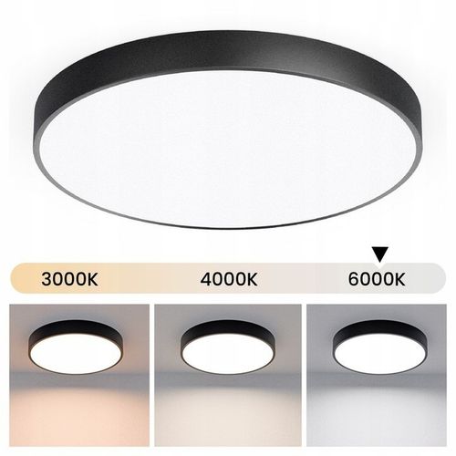 LAMPA SUFITOWA PLAFON OKRĄGŁY LED 30 X 5 CM CZARNY Z PILOTEM na Arena.pl